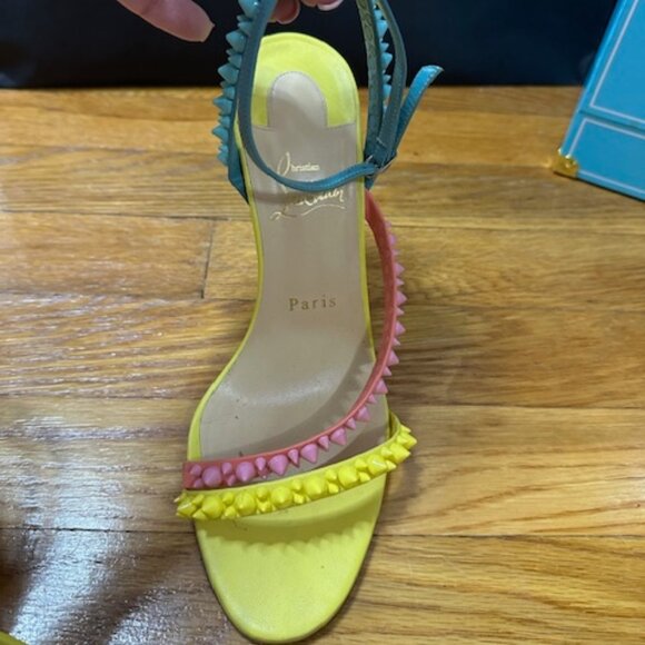 Christian Louboutin Mafaldina Spike Heel Yellow Multi - Picture 1 of 11